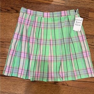Nordstrom Green and Pink Plaid Women's Skirt NWT
